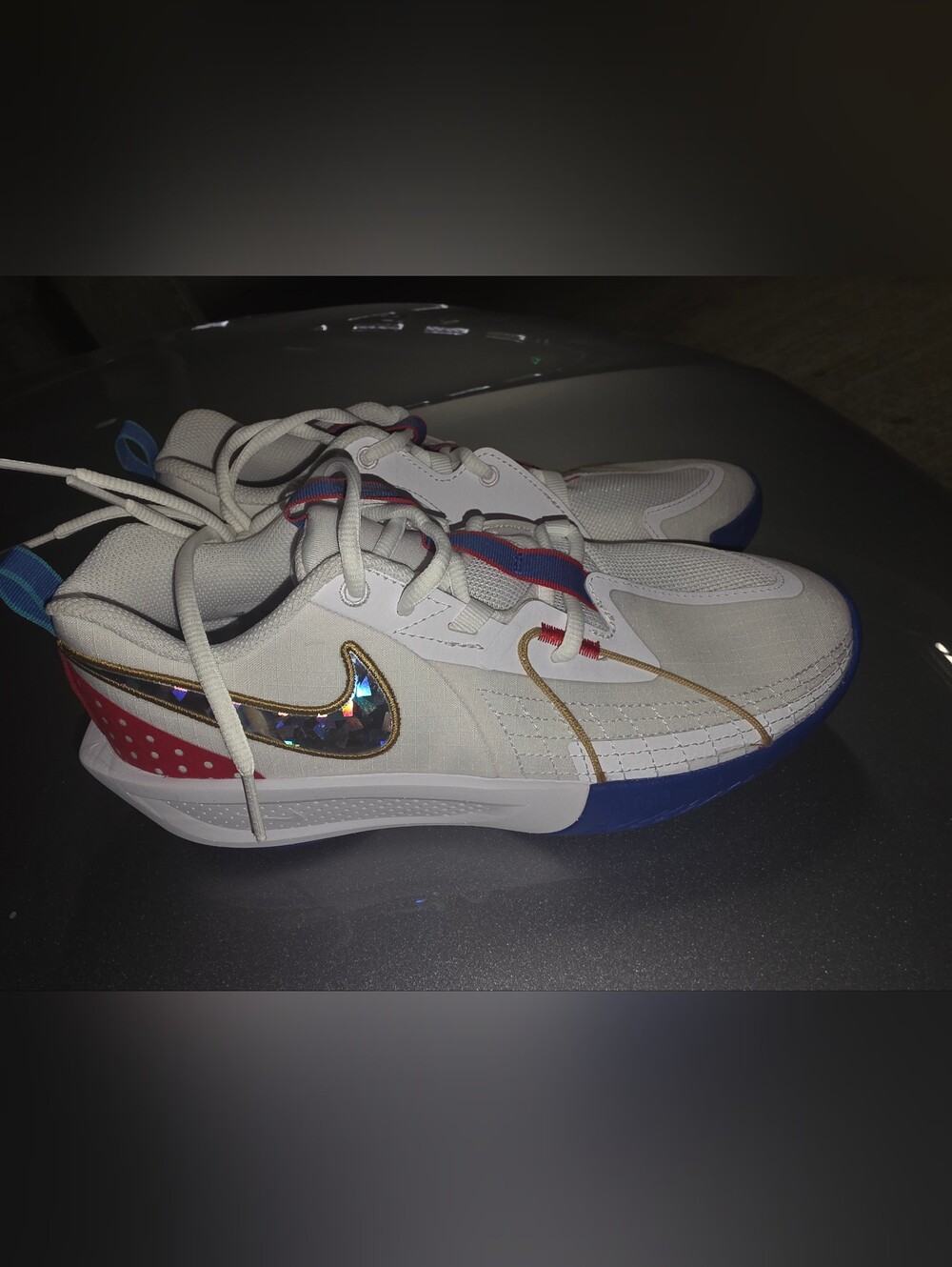 Brand New Nike 6.5Y White Athletic Sneakers with Blue & Red Accents No Box